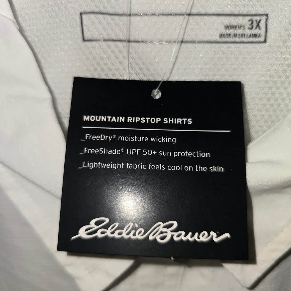 Eddie Bauer Mountain Ripstop Shirt 3X Womens White Short Sleeve UPF 50+ 3732 - Picture 2 of 9